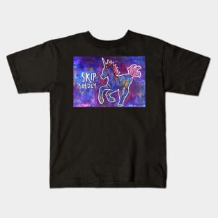 Skip Boldly. Magical Unicorn Watercolor Illustration. Kids T-Shirt